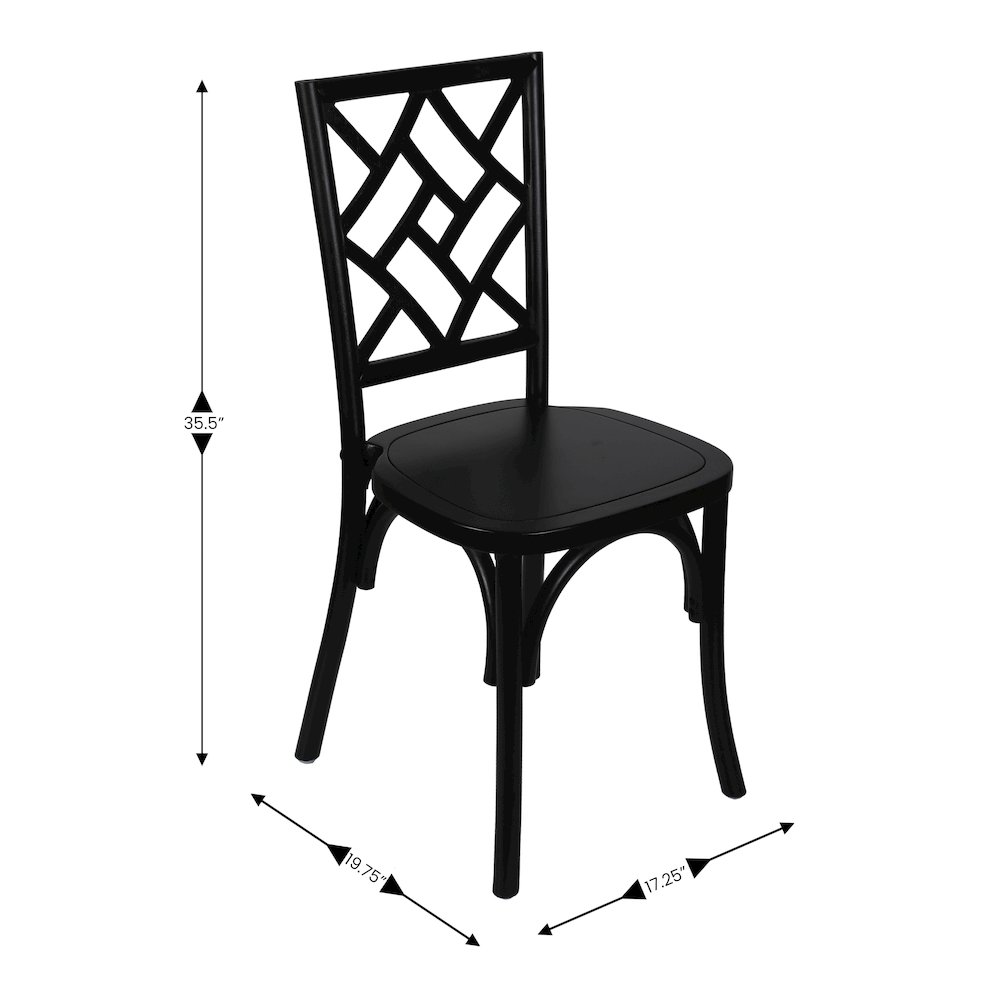 Brooklyn Black Solid Wood Stackable Dining Chair with Intricate Back Detail