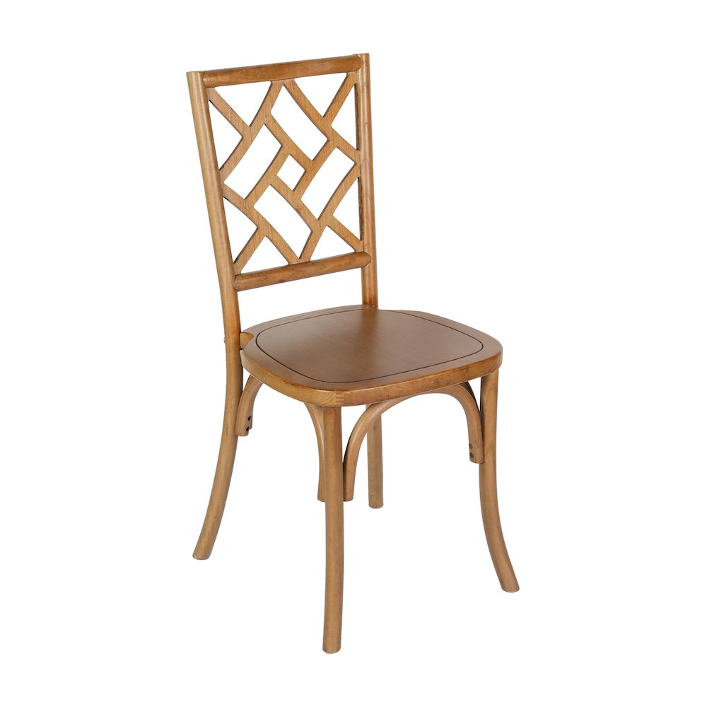 Brooklyn Pecan Solid Wood Stackable Dining Chair with Intricate Back Detail