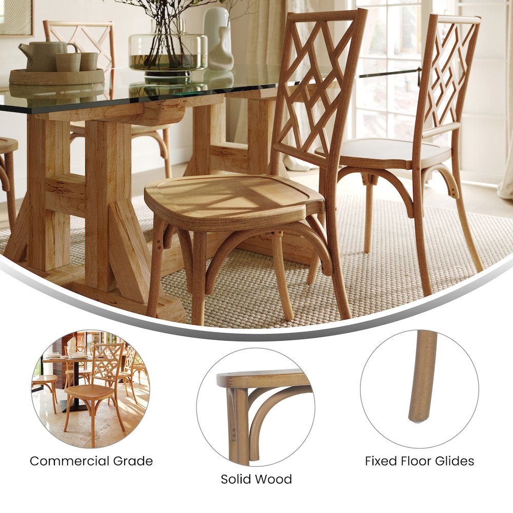 Brooklyn Pecan Solid Wood Stackable Dining Chair with Intricate Back Detail
