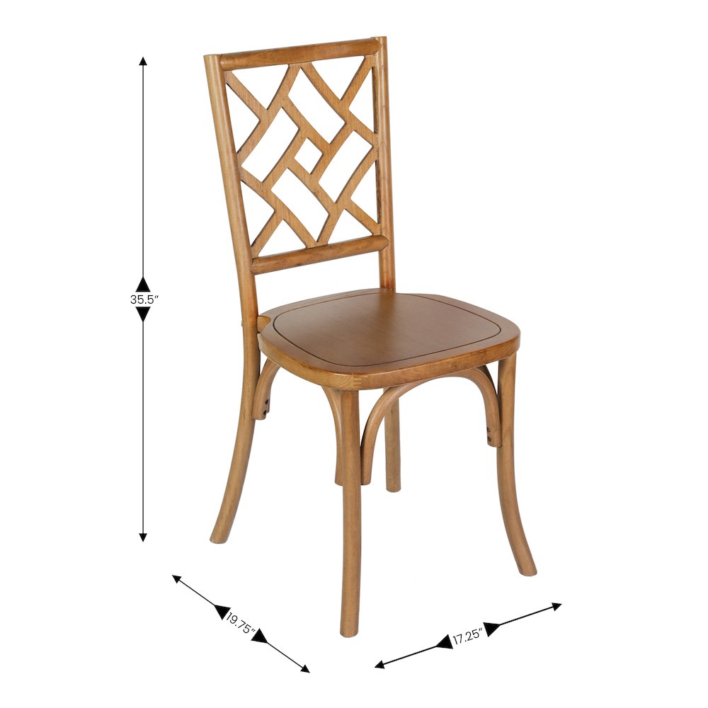 Brooklyn Pecan Solid Wood Stackable Dining Chair with Intricate Back Detail