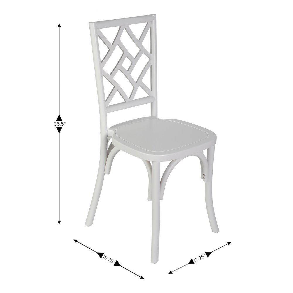 Brooklyn White Solid Wood Stackable Dining Chair with Intricate Back Detail