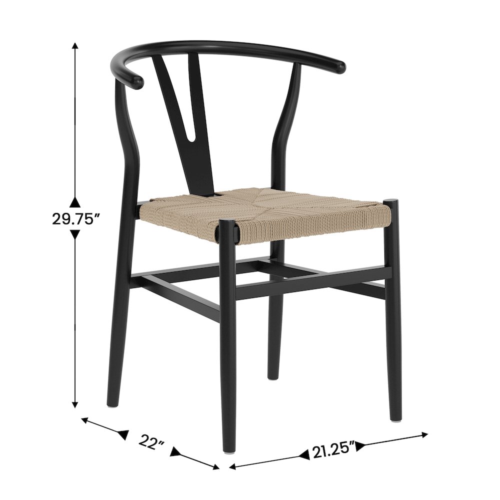 Wood and Kraft Paper Stackable Dining Chair with Black/Natural Finish