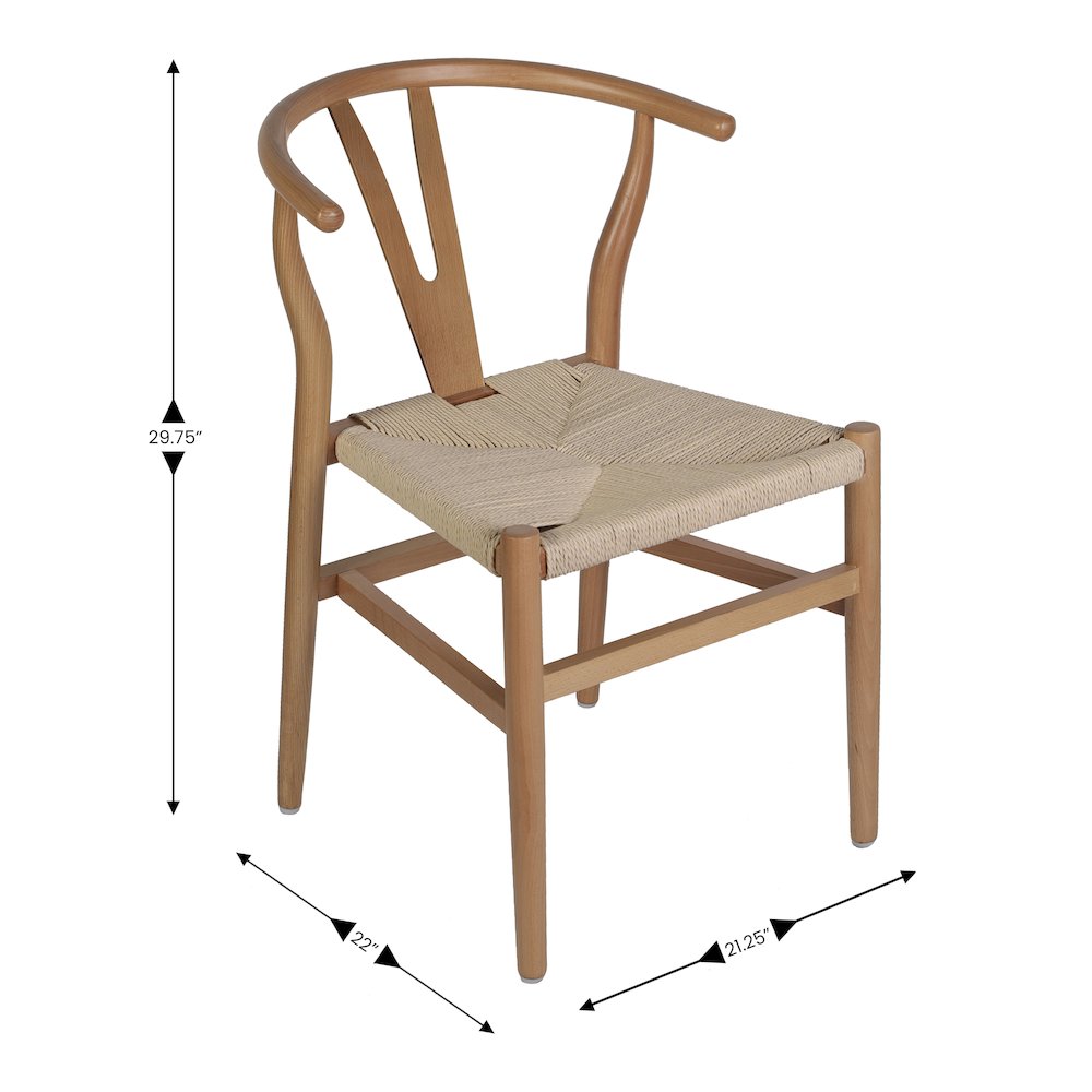 Y-Back Style Wood and Kraft Paper Stackable Dining Chair with Oak/Natural Finish