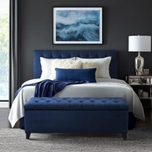 Shandra Tufted Top Upholstered Storage Bench from Madison Park in  Navy. Shandra Tufted Top Upholstered Storage Bench from Madison Park in  Navy. Shandra Tufted Top Upholstered Storage Bench from Madison Park in  Navy. Shandra Tufted Top Upholstered Storage Bench from Madison Park in  Navy. Shandra Tufted Top Upholstered Storage Bench from Madison Park in  Navy.