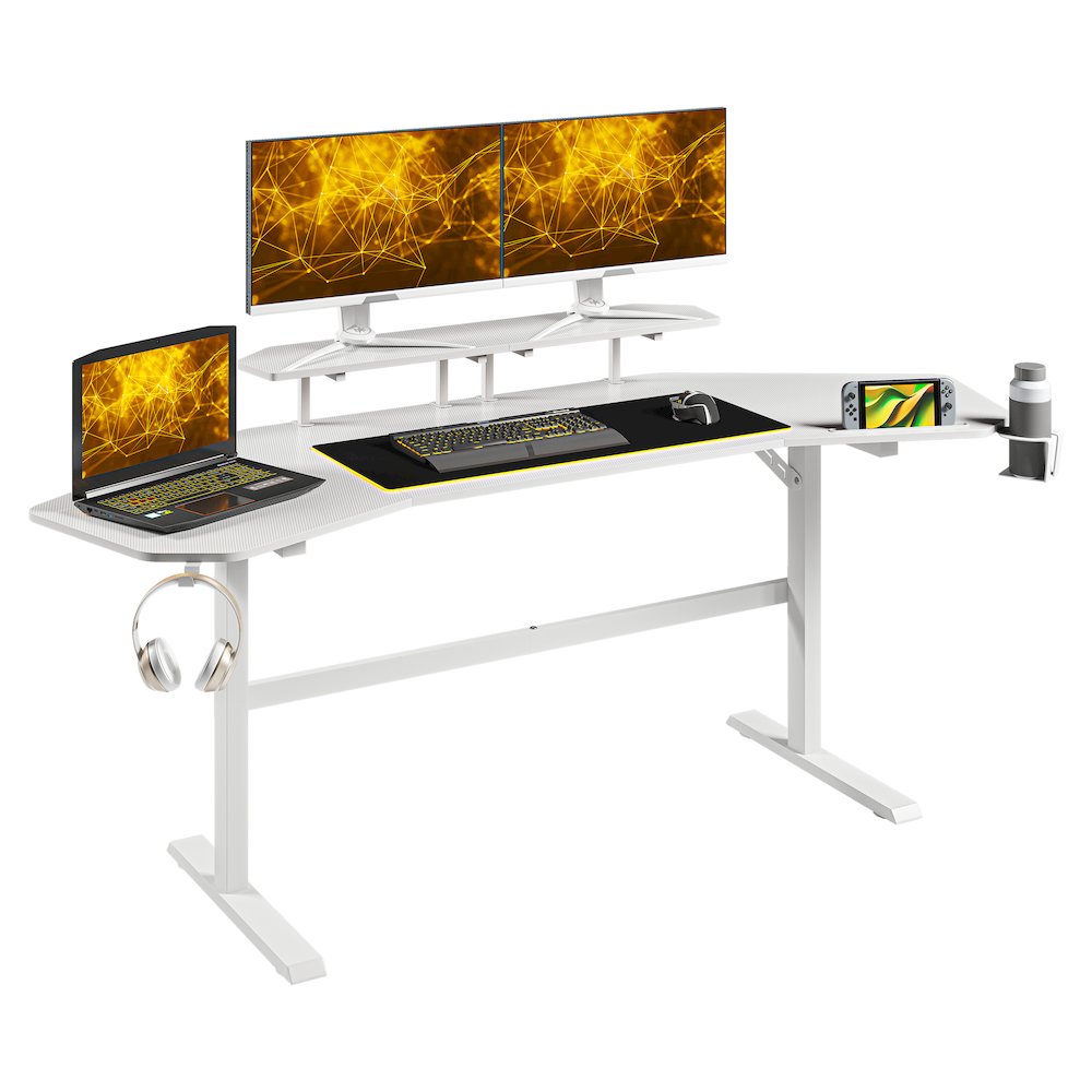 Gaming Desk with Shelves & Accessory Holder