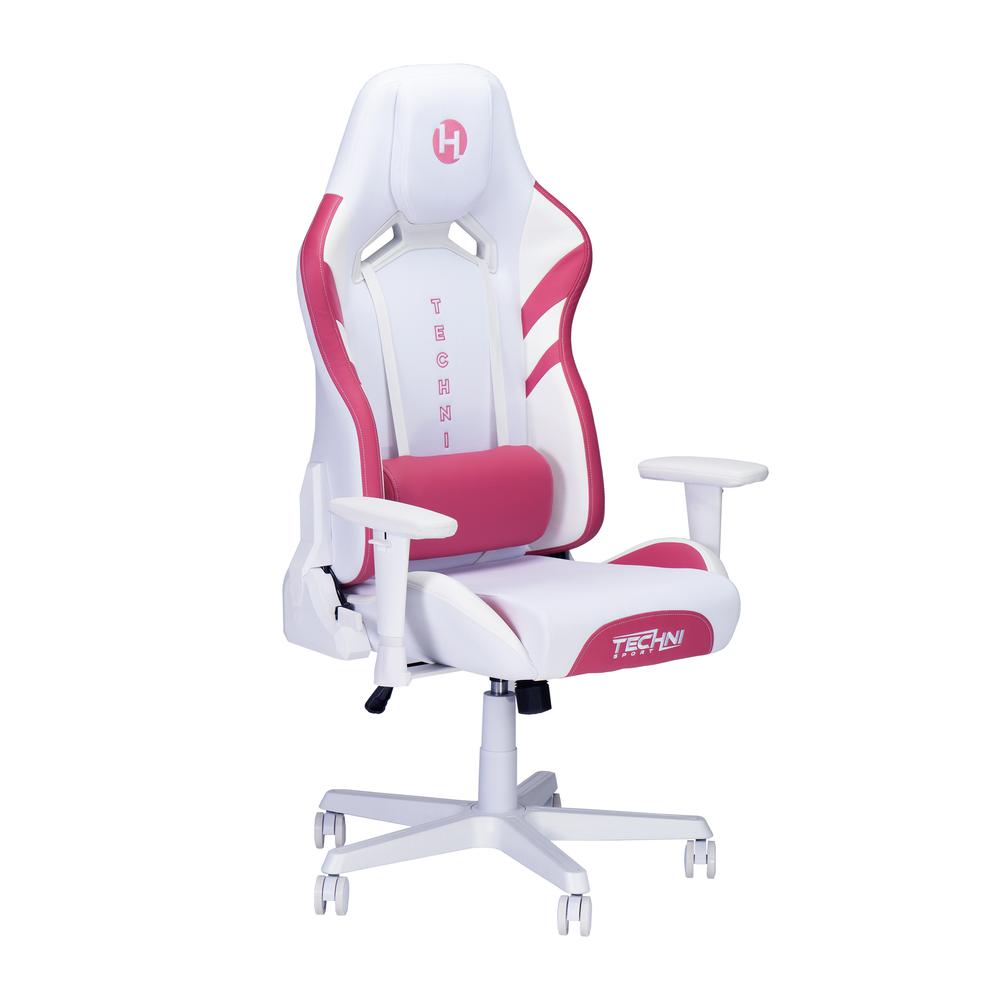 Techni Sport Echo Gaming Chair – White with Pink