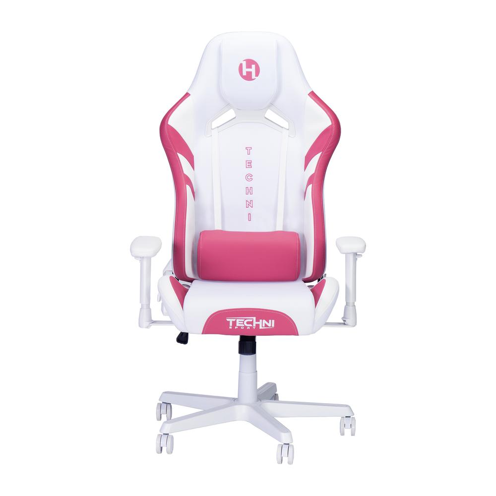 Techni Sport Echo Gaming Chair – White with Pink