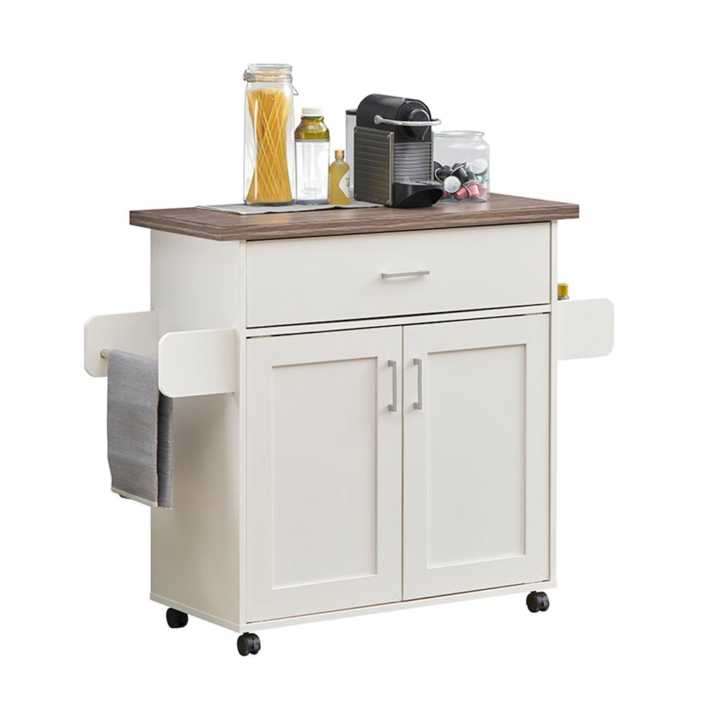 Techni Home Deluxe Mobile Kitchen Island Cart with Water Resistant Top