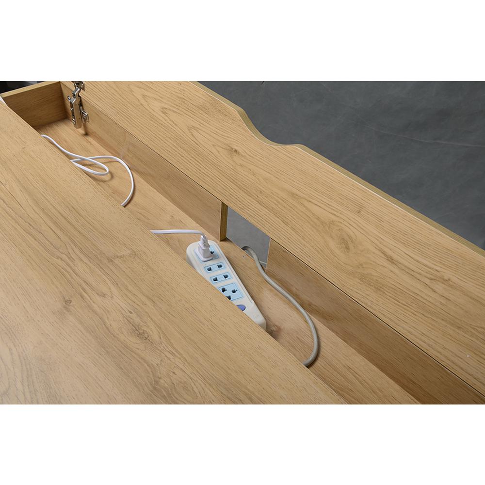 Modern Multi Storage Computer Desk with Storage. Color: Pine