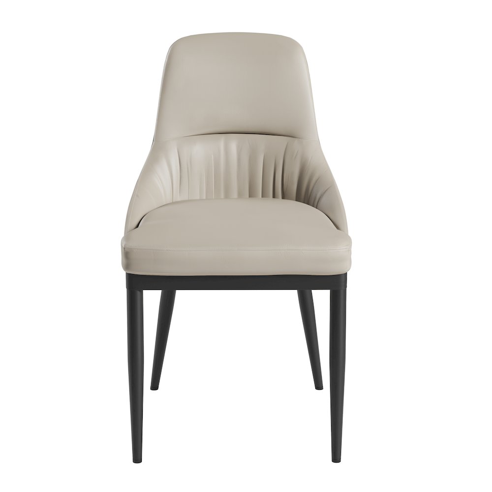 Armless Taupe Dining Chairs with Black Legs – Set of 2