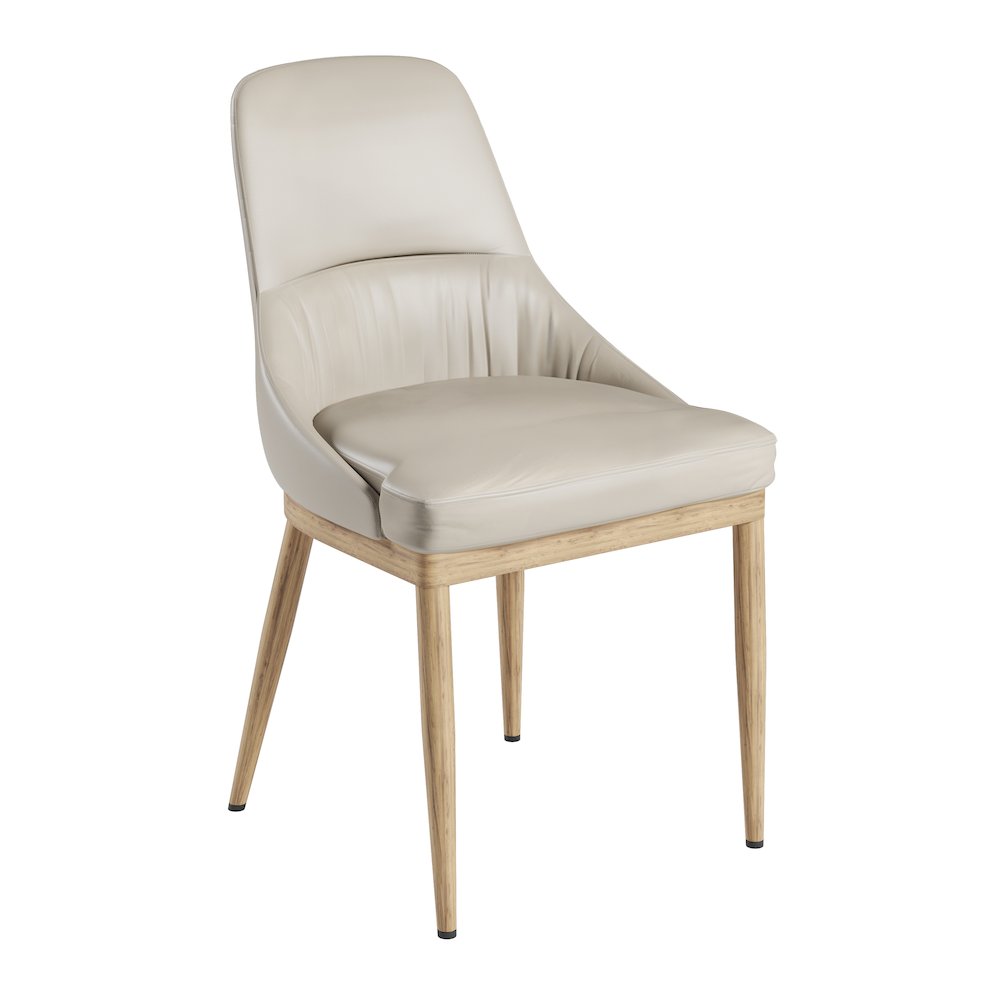 Armless Taupe Dining Chairs with Wood-Look Legs – Set of 2