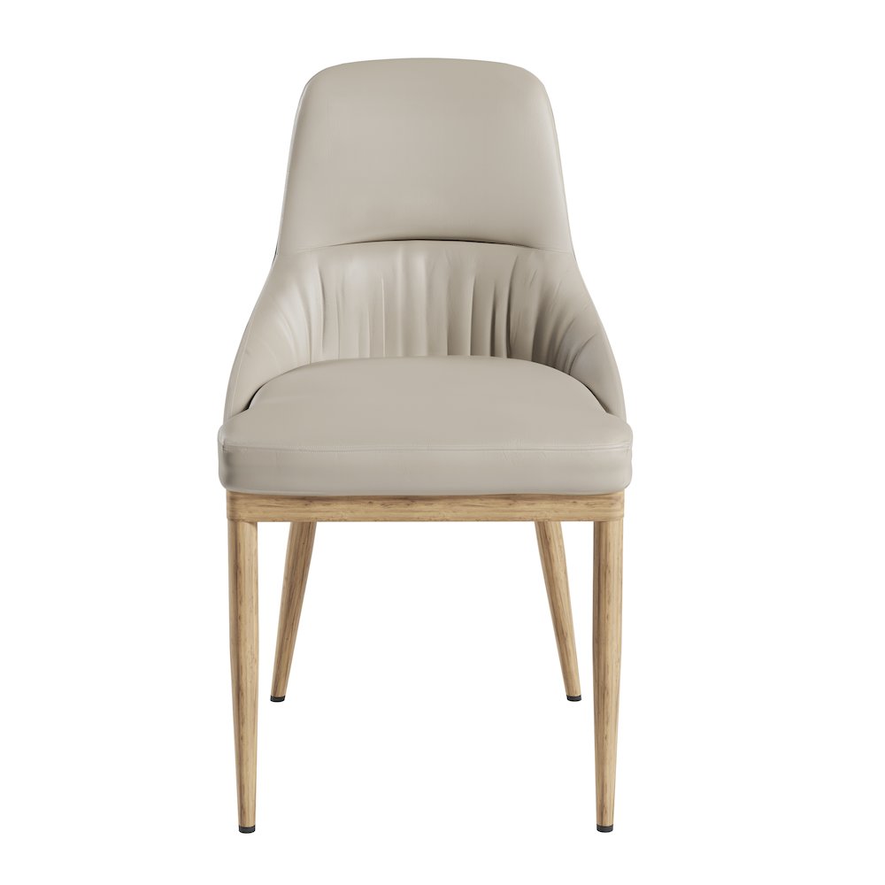 Armless Taupe Dining Chairs with Wood-Look Legs – Set of 2