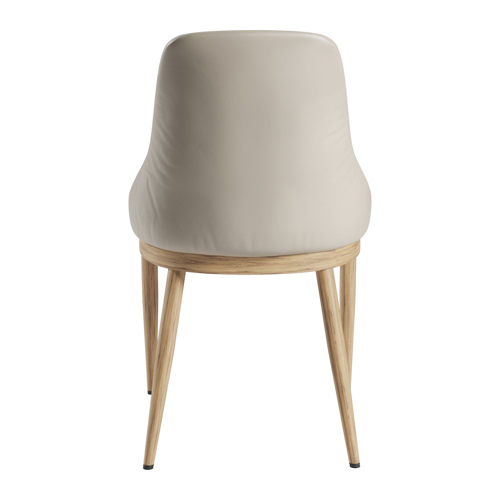 Armless Taupe Dining Chairs with Wood-Look Legs – Set of 2