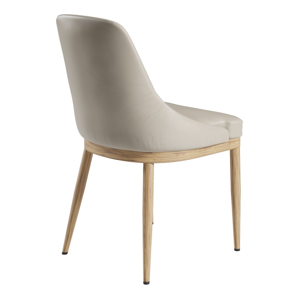 Armless Taupe Dining Chairs with Wood-Look Legs – Set of 2