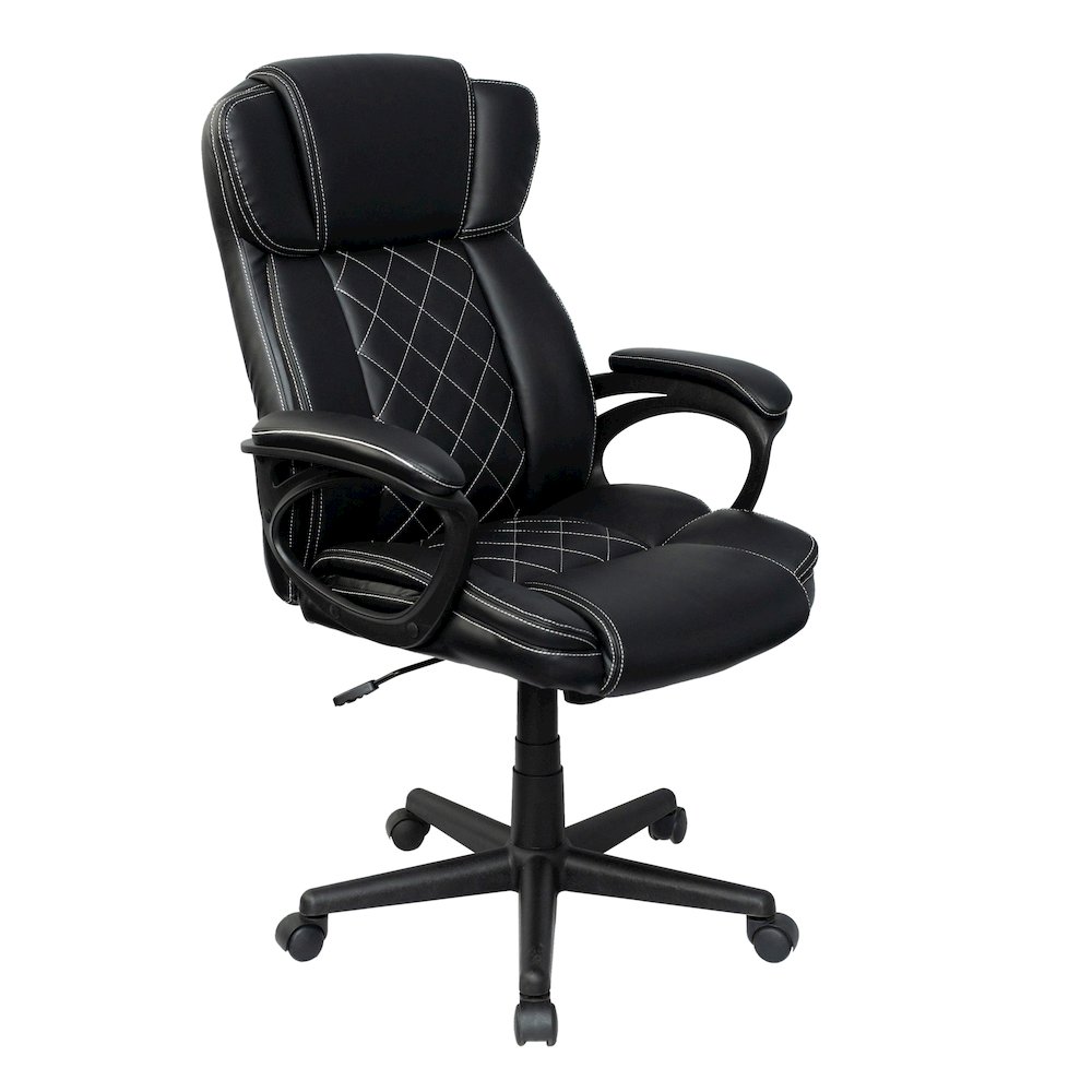 Ergonomic Executive Office Chair High Back Black Faux Leather