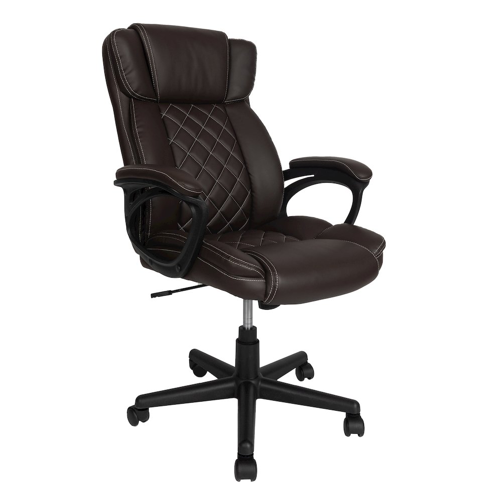 Ergonomic Executive Office Chair High Back Brown Faux Leather