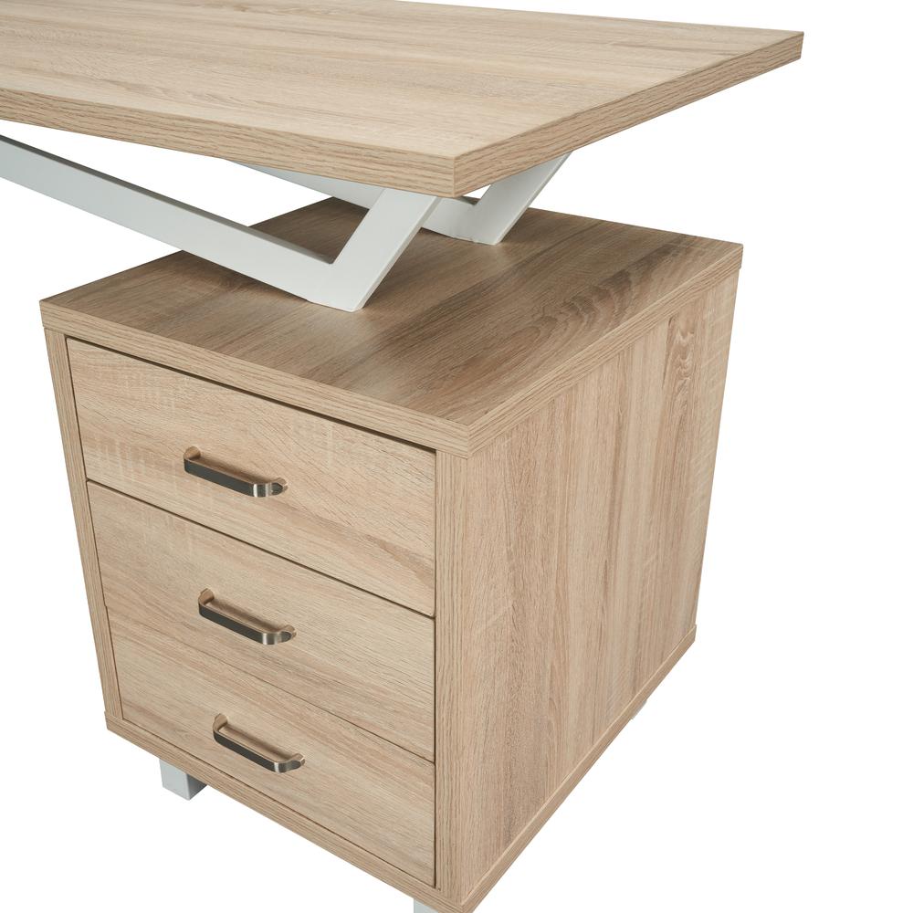Modern Design Computer Desk with Storage. Color: Sand