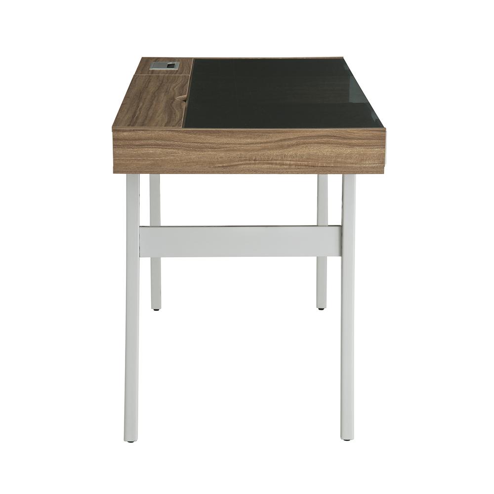 Compact Computer Desk with Multiple Storage. Color: Walnut