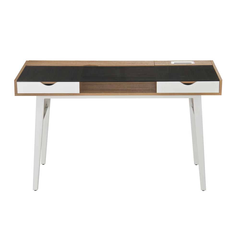 Compact Computer Desk with Multiple Storage. Color: Walnut