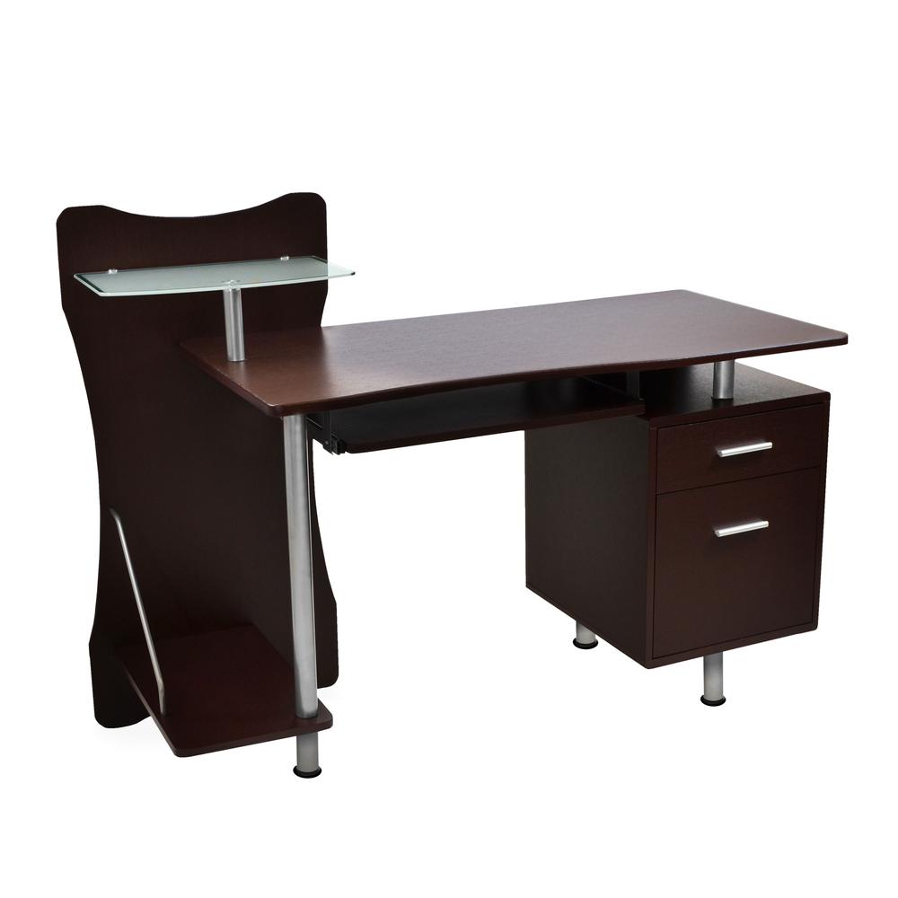 Stylish Computer Desk with Storage. Color: Chocolate
