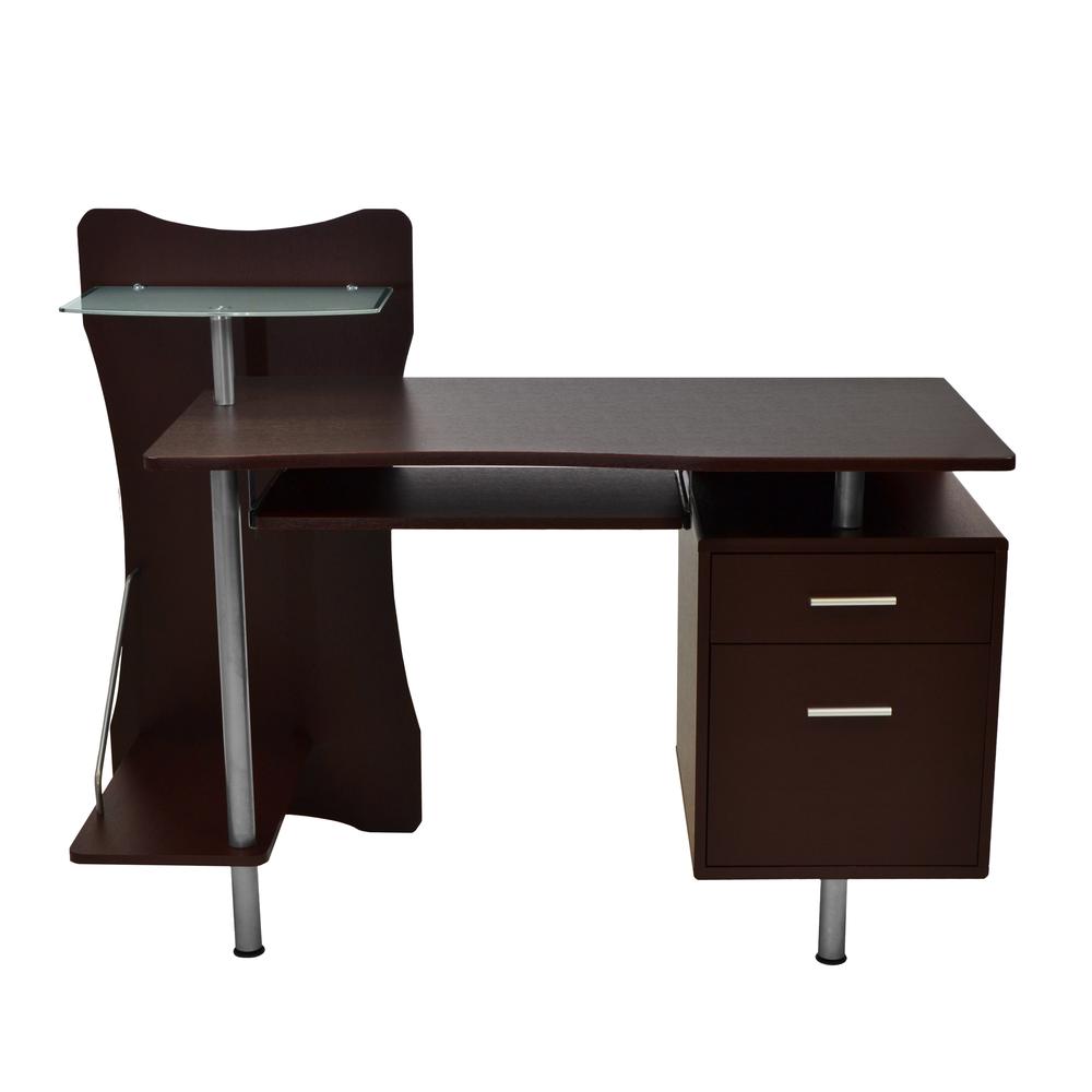 Stylish Computer Desk with Storage. Color: Chocolate