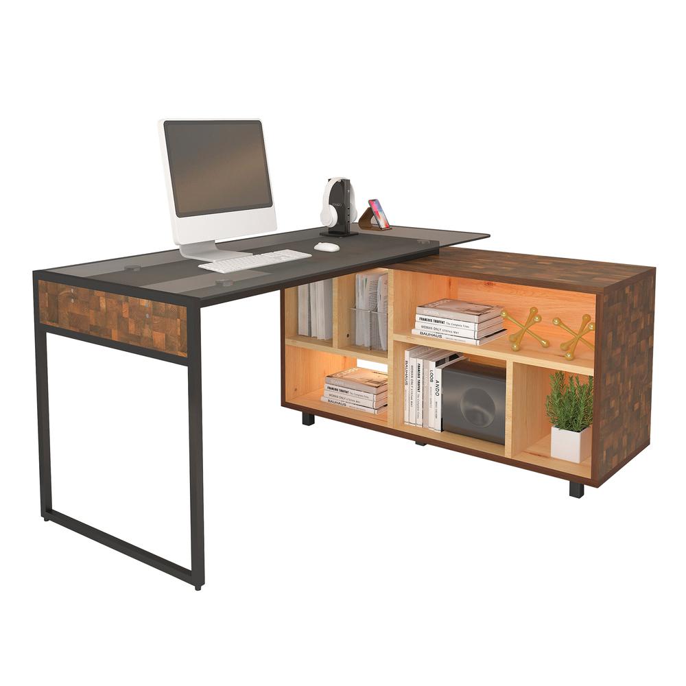Techni Mobili L-Shape Corner Desk with Multiple Storage