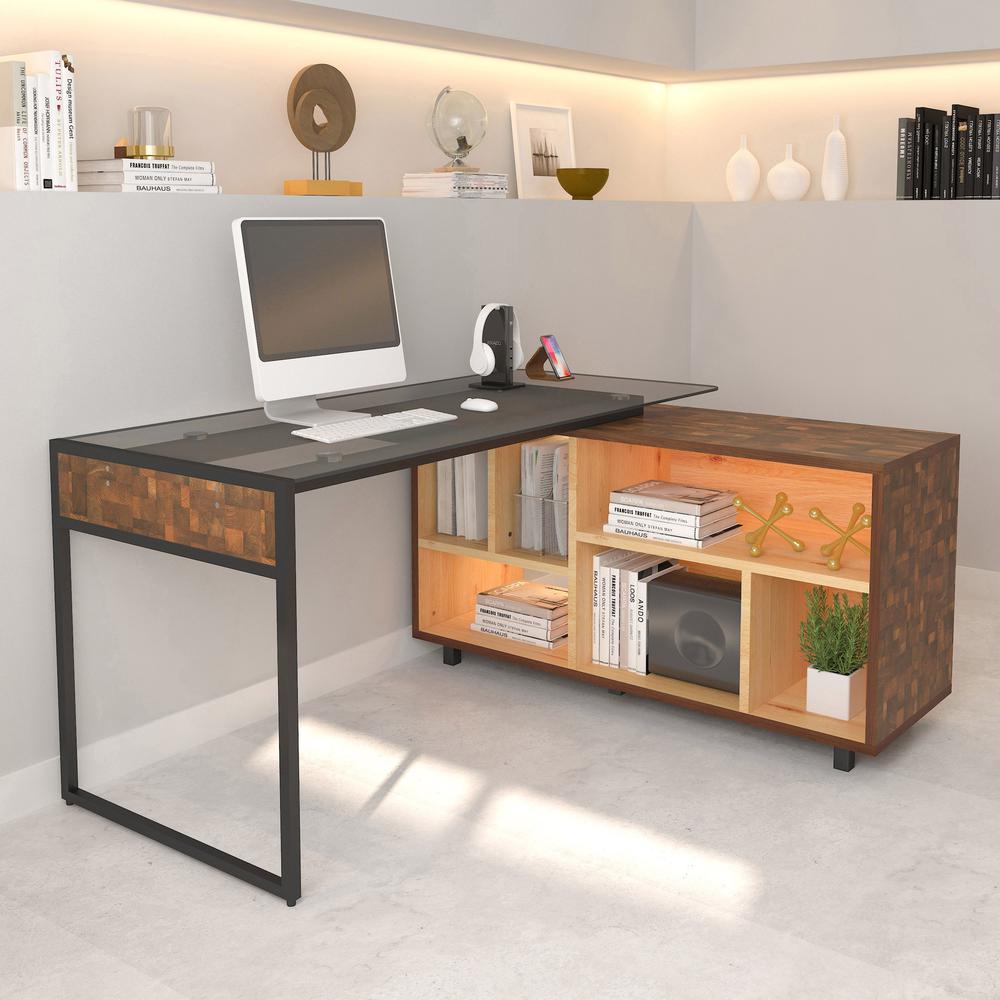 Techni Mobili L-Shape Corner Desk with Multiple Storage