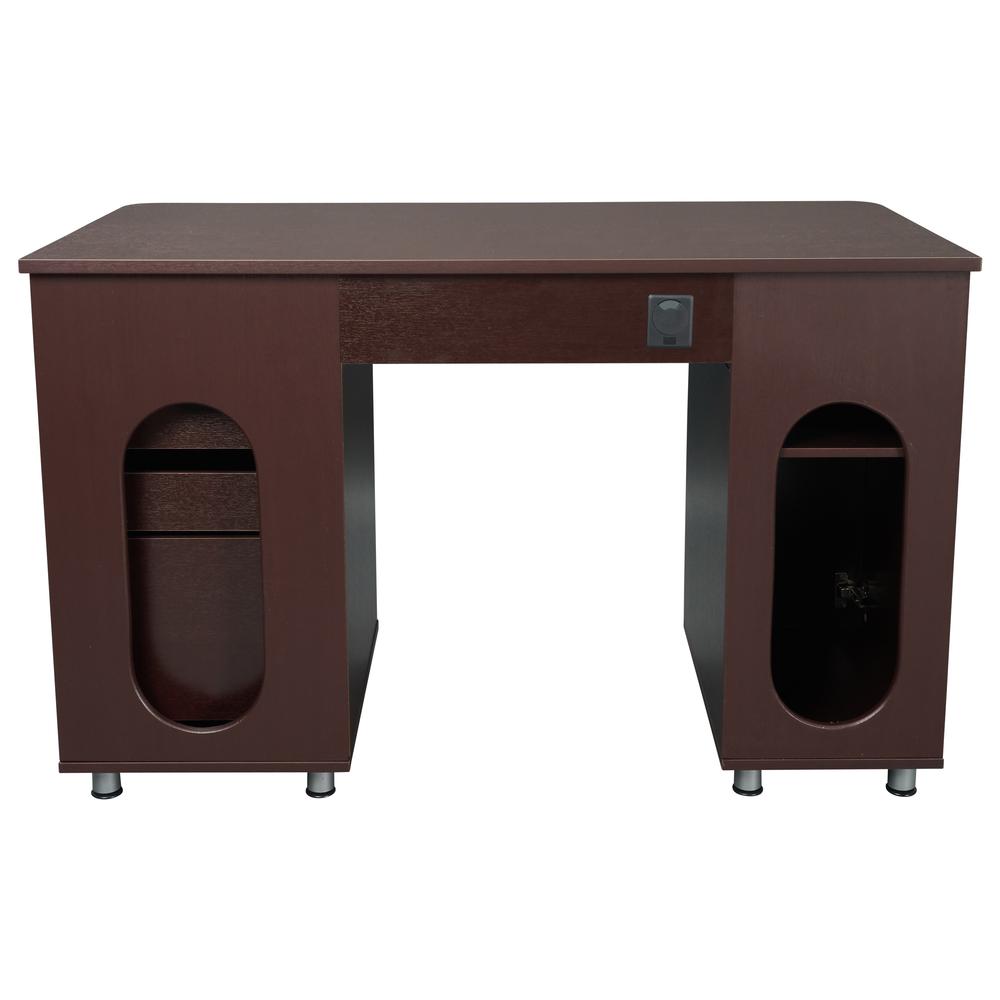 Complete Workstation Computer Desk with Storage. Color: Chocolate