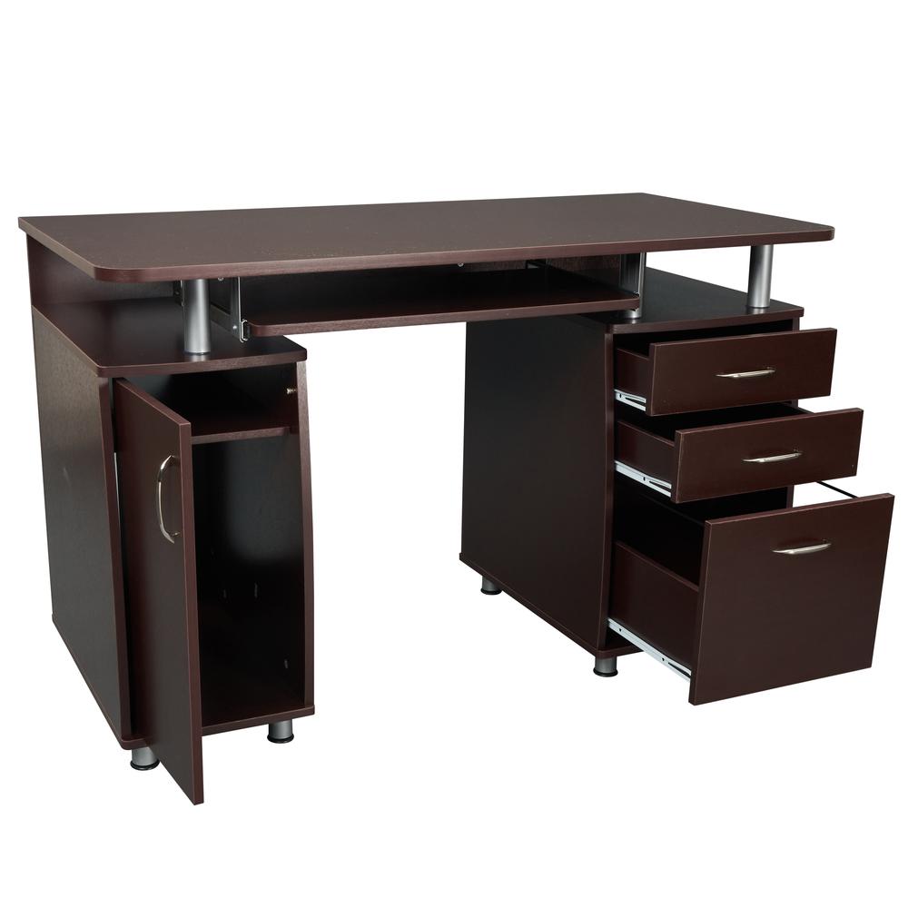 Complete Workstation Computer Desk with Storage. Color: Chocolate