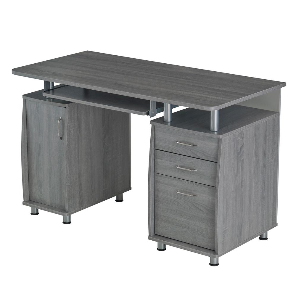 Techni Mobili Complete Workstation Computer Desk with Storage – Grey