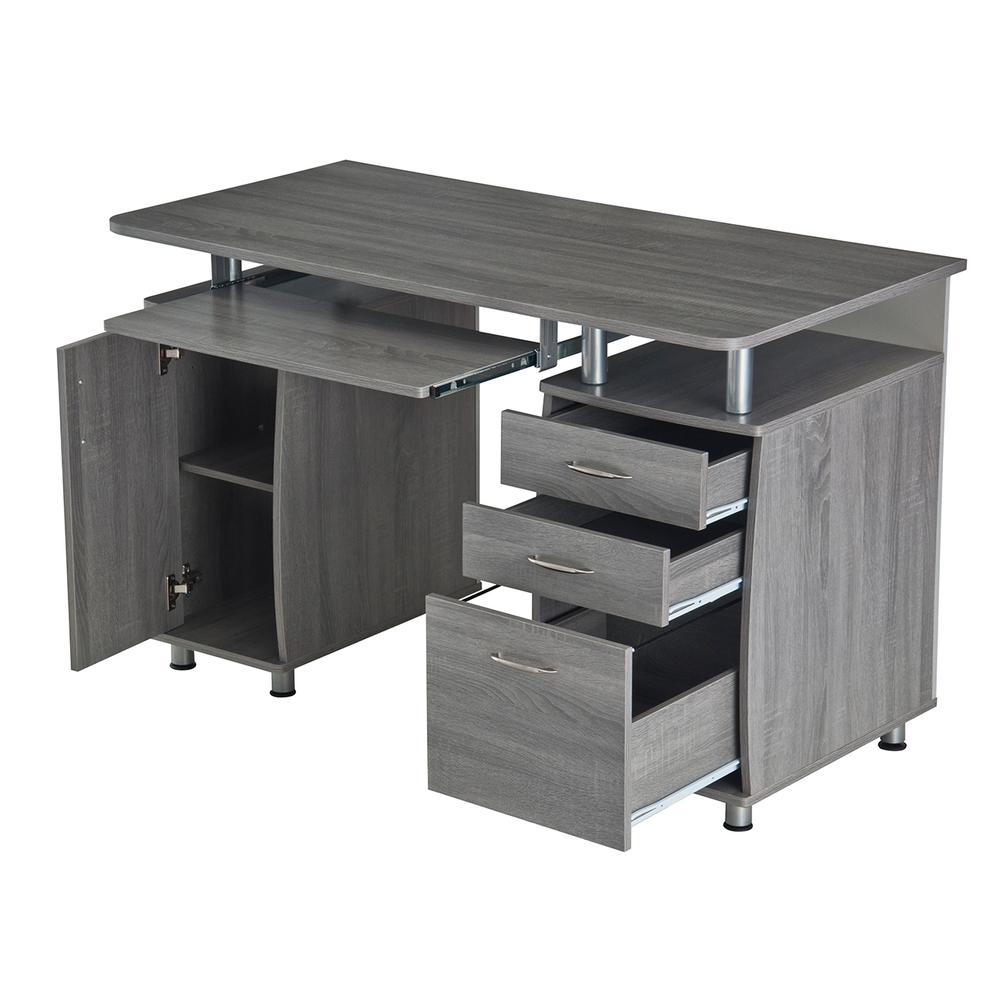 Techni Mobili Complete Workstation Computer Desk with Storage – Grey