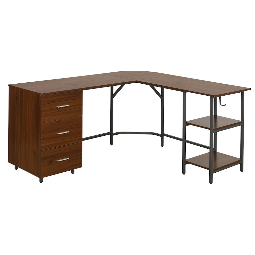Techni Mobili L-Shape Home Office Two Tone Desk with Storage