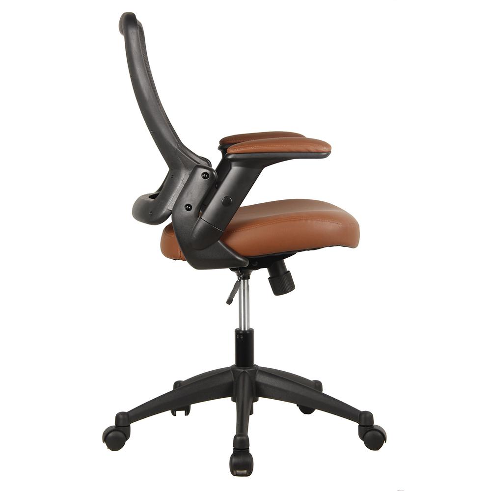 Mid-Back Mesh Task Office Chair with Height Adjustable Arms. Color: Brown