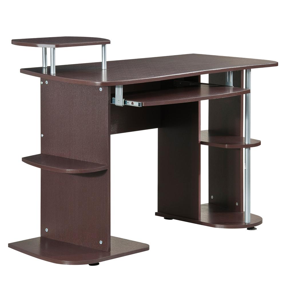 Complete Computer Workstation Desk With Storage. Color: Chocolate