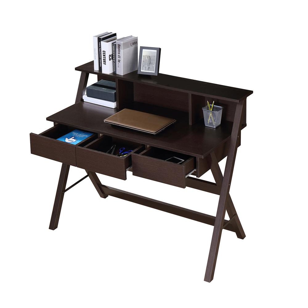 Writing Desk with Storage. Color: Wenge
