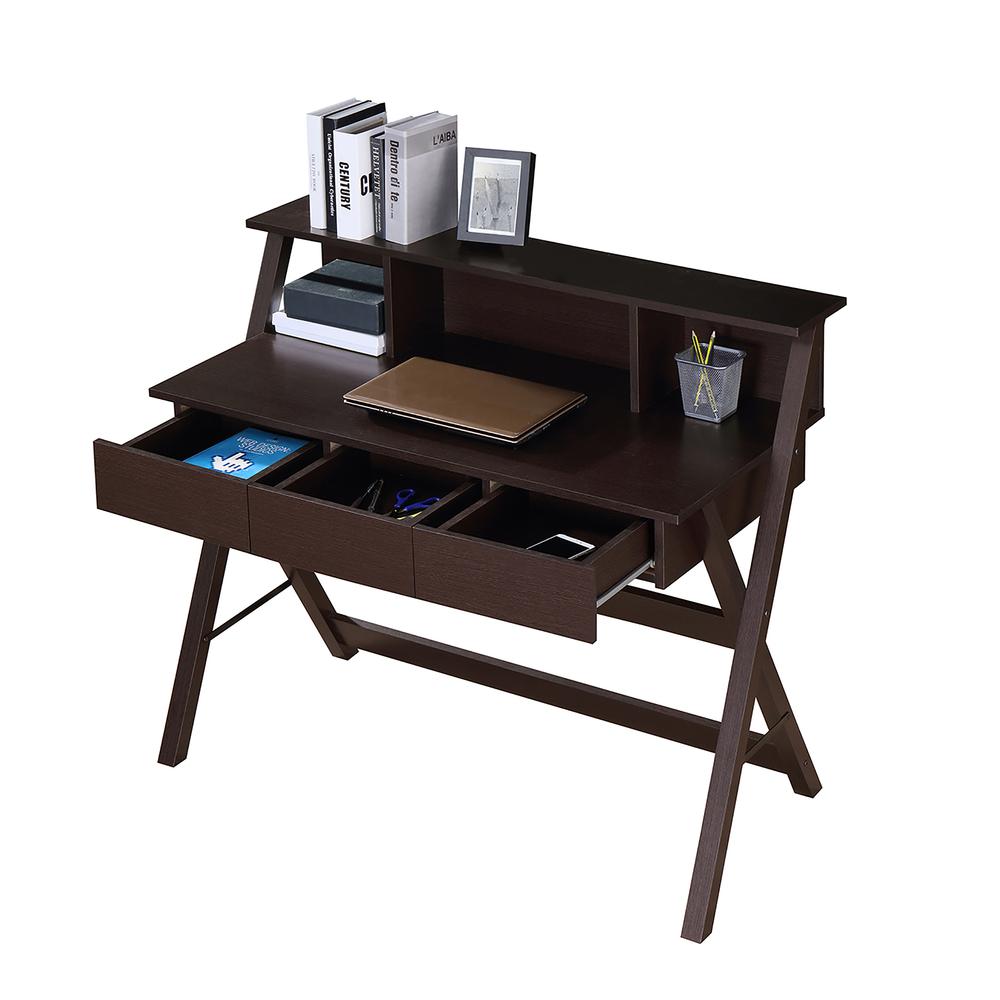 Writing Desk with Storage. Color: Wenge