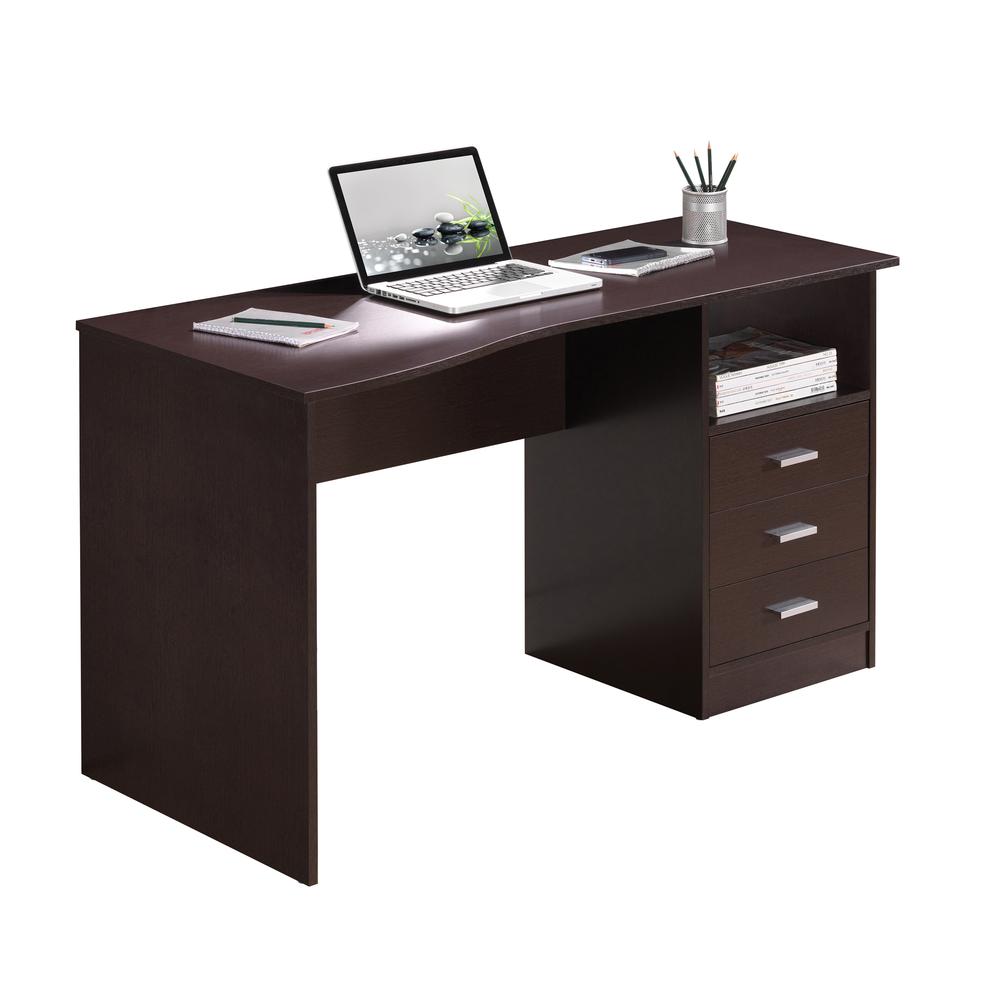 Classic Computer Desk with Multiple Drawers. Color: Wenge