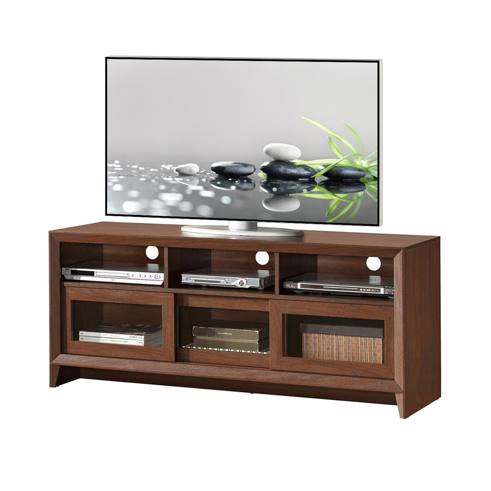 Modern TV Stand with Storage For TVs Up To 65″ . Color: Hickory