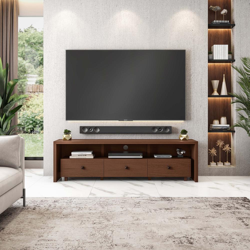 Elegant TV Stand For TV’s Up To 70″ with Storage. Color: Hickory