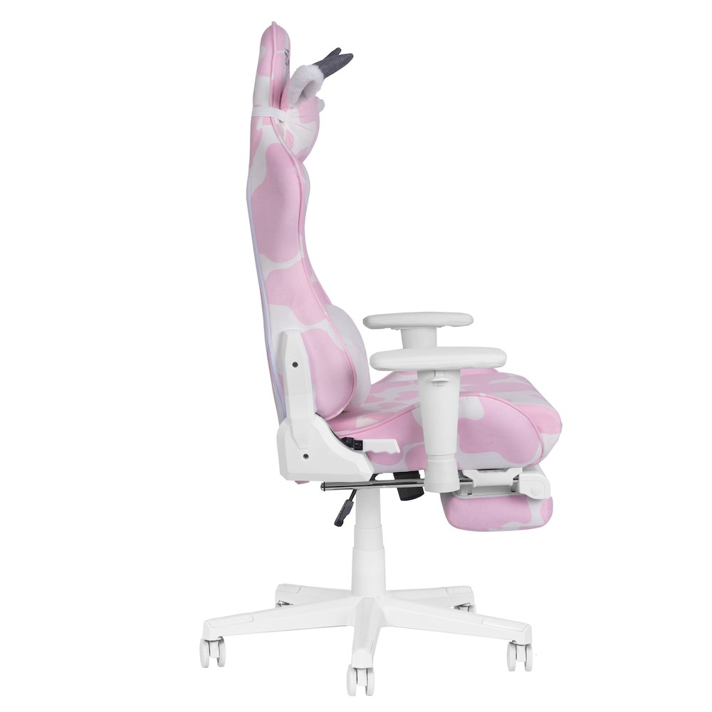 Pink COW Series Gaming Chair with Footrest