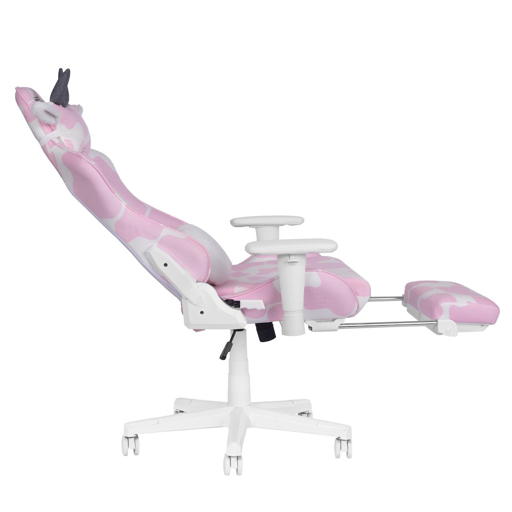 Pink COW Series Gaming Chair with Footrest