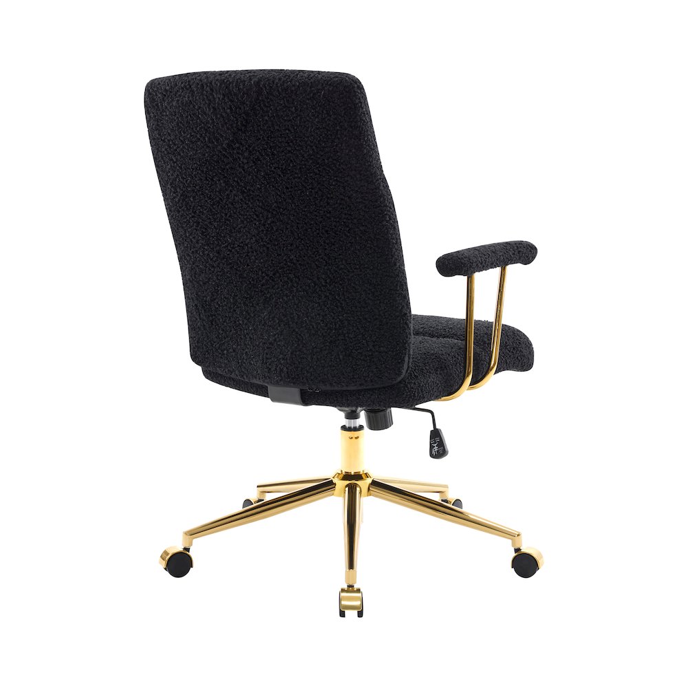 Textured Boucle Fabric Black and Gold Office Chair