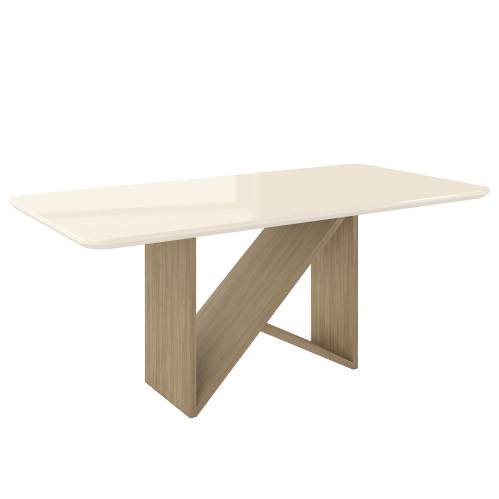 6 Seater Dining Table with Painted Glass Top &  Elegant Wooden Base