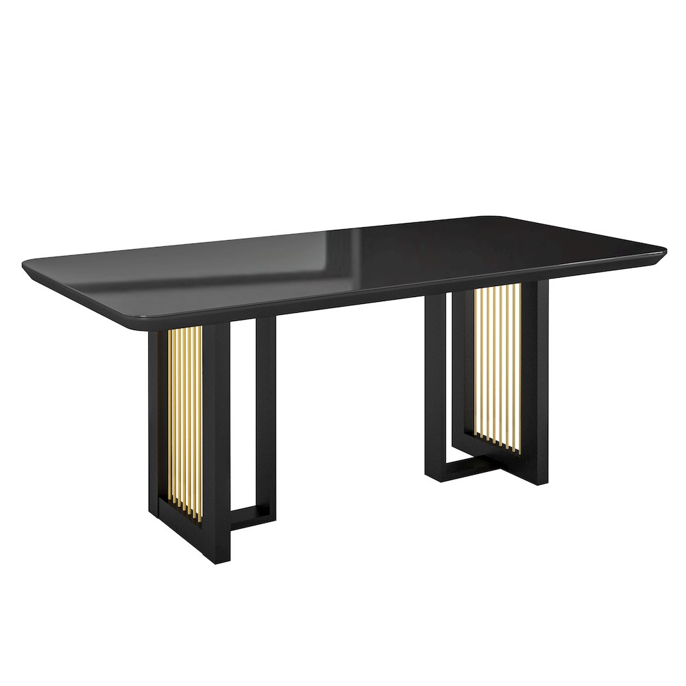 Modern 6 Seater Dining Table with Gold Accents