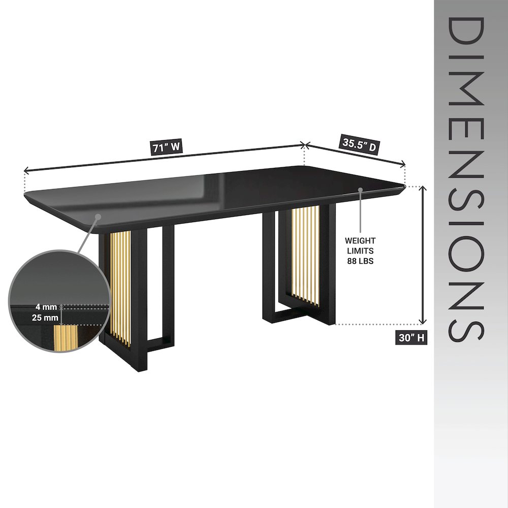 Modern 6 Seater Dining Table with Gold Accents