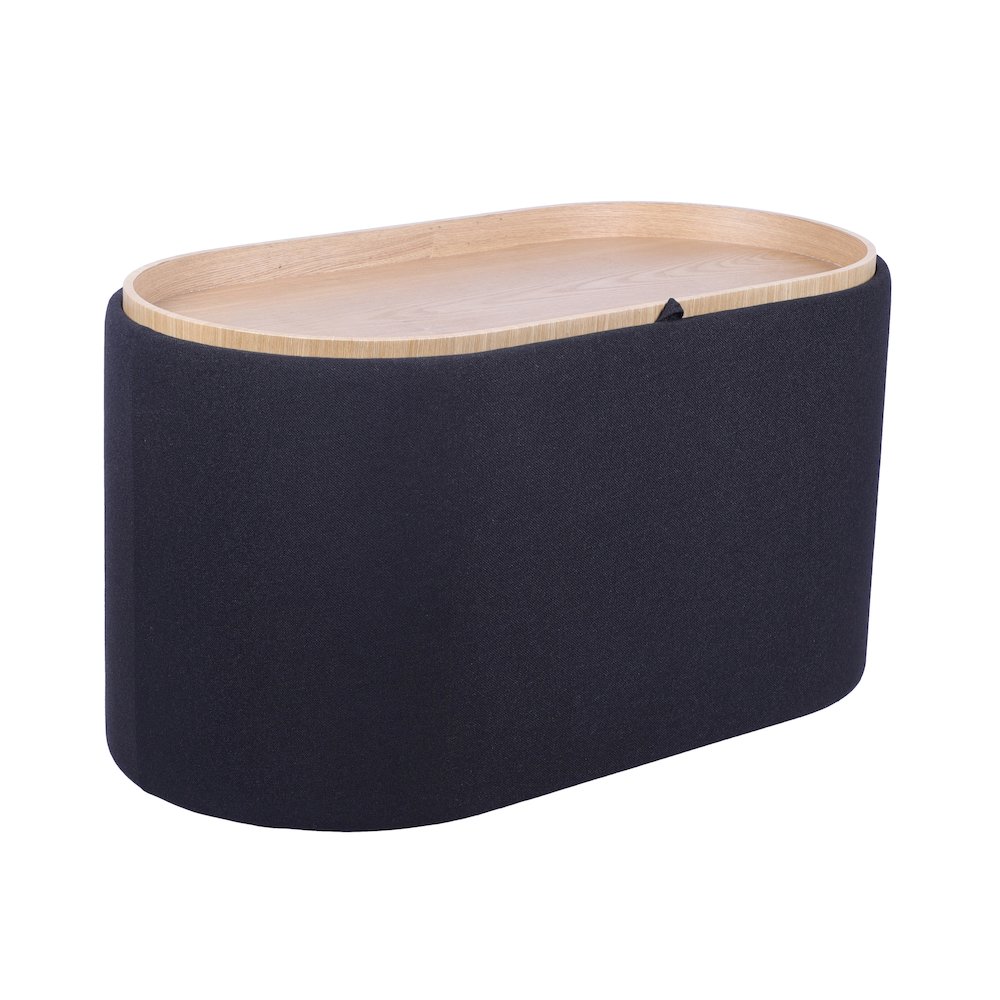 Storage Ottoman with Reversible Wooden Tray Top