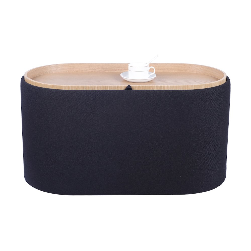 Storage Ottoman with Reversible Wooden Tray Top