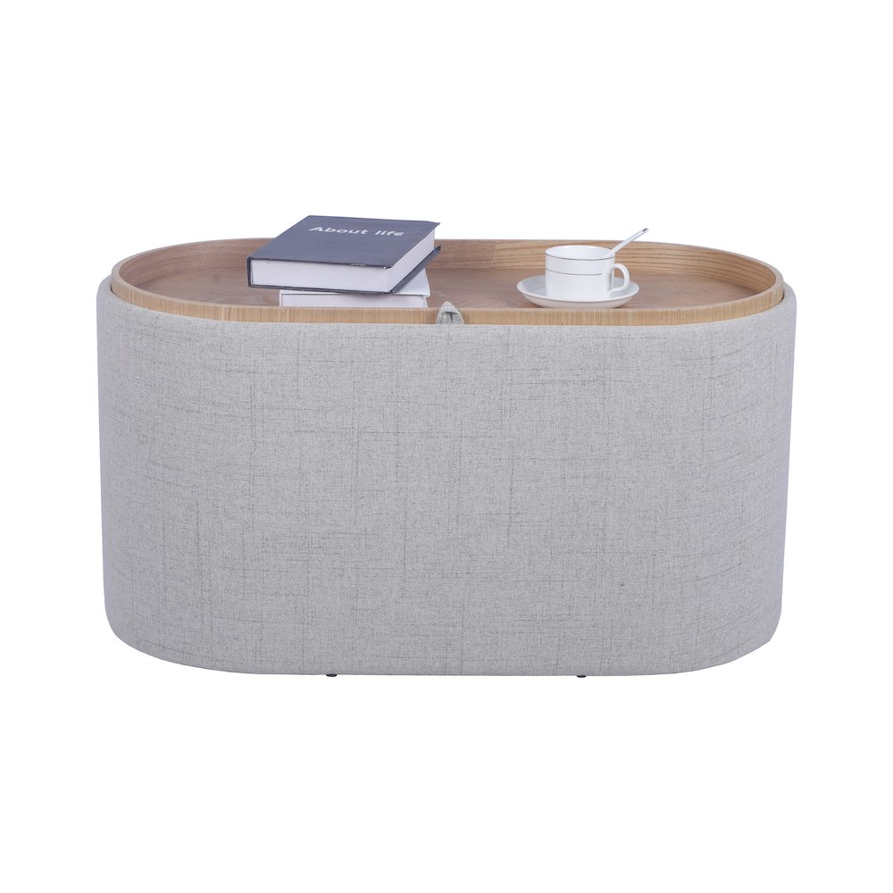 Storage Ottoman with Reversible Wooden Tray Top