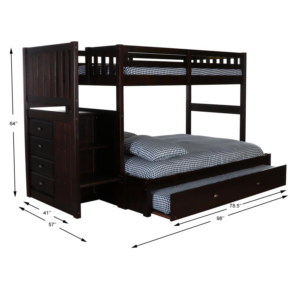 Mission Staircase Twin over Full Bunk Bed with Four Drawer Chest