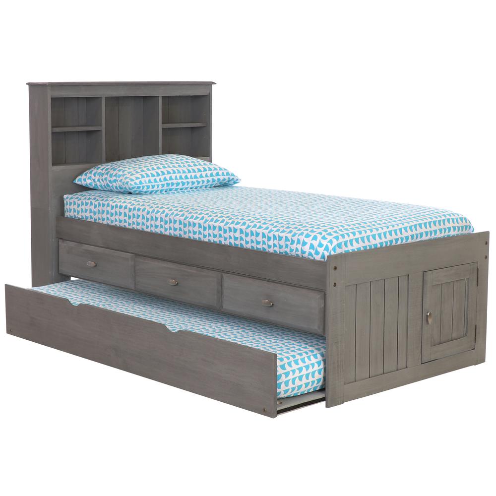 Twin Captains Bookcase Bed with 3 drawers and a Twin Sized Trundle